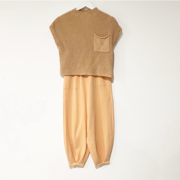Free People Freya Sweater 2 Piece Pant Set in Summer Peach Combo Size XS 🎉🌟 - Picture 8 of 11